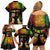 Personalised Malampa Fiji Day Family Matching Off Shoulder Short Dress and Hawaiian Shirt Polynesian Tattoo and Plumeria Reggae Color