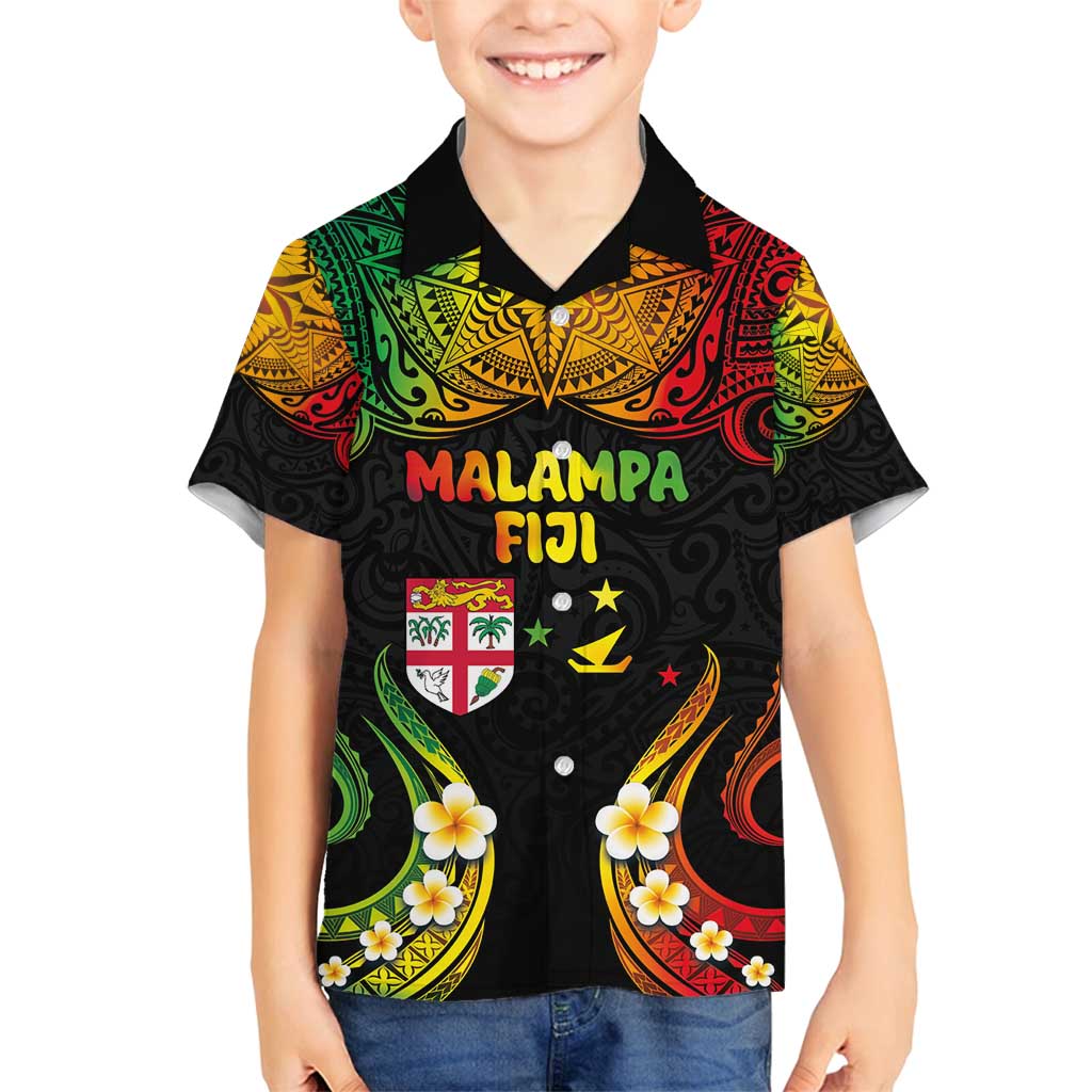 Personalised Malampa Fiji Day Family Matching Tank Maxi Dress and Hawaiian Shirt Polynesian Tattoo and Plumeria Reggae Color