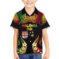 Personalised Malampa Fiji Day Family Matching Tank Maxi Dress and Hawaiian Shirt Polynesian Tattoo and Plumeria Reggae Color