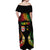 Personalised Malampa Fiji Day Off Shoulder Maxi Dress Polynesian Tattoo and Plumeria Reggae Color