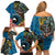 Fiji and Australia Kangaroos Family Matching Off Shoulder Short Dress and Hawaiian Shirt Indigenous Aboriginal and Fijian Masi Tribal Tattoo