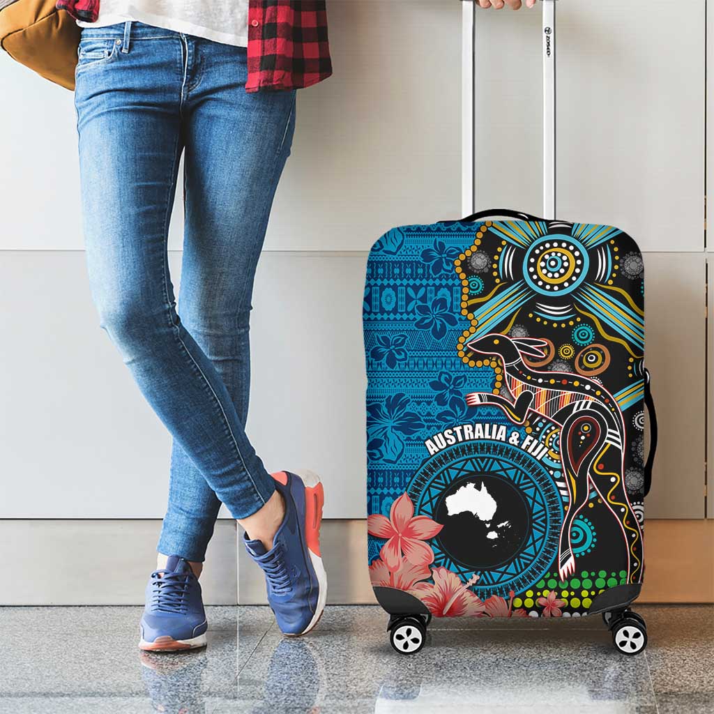 Fiji and Australia Kangaroos Luggage Cover Indigenous Aboriginal and Fijian Masi Tribal Tattoo