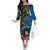 Fiji and Australia Kangaroos Off The Shoulder Long Sleeve Dress Indigenous Aboriginal and Fijian Masi Tribal Tattoo