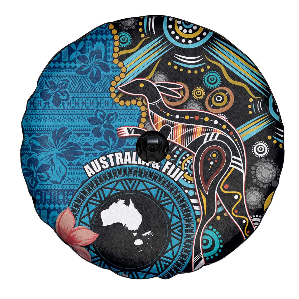 Fiji and Australia Kangaroos Spare Tire Cover Indigenous Aboriginal and Fijian Masi Tribal Tattoo