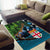 Fiji and New Zealand Tui Bird Area Rug Koru Fern Leafs and Palm Tree With Plumeria