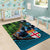 Fiji and New Zealand Tui Bird Area Rug Koru Fern Leafs and Palm Tree With Plumeria