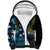 Fiji and New Zealand Tui Bird Sherpa Hoodie Koru Fern Leafs and Palm Tree With Plumeria