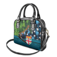 Fiji and New Zealand Tui Bird Shoulder Handbag Koru Fern Leafs and Palm Tree With Plumeria LT03 - Polynesian Pride