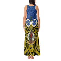 Vanuatu Tafea Province Tank Maxi Dress Pig Tusk Mix Maori Pattern and Namele Leaf LT03 - Polynesian Pride