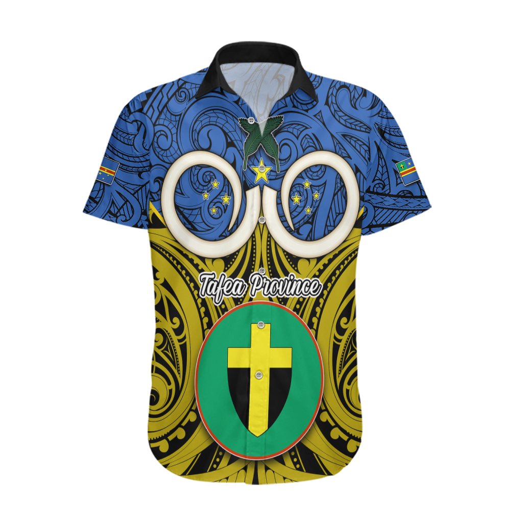 Personalised Vanuatu Tafea Province Hawaiian Shirt Pig Tusk Mix Maori Pattern and Namele Leaf LT03 Blue - Polynesian Pride