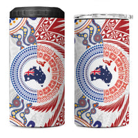 Tongan and Australian Culture Together 4 in 1 Can Cooler Tumbler Ngatu Art Tribal Aboriginal Tattoo Pattern - Polynesian Pride