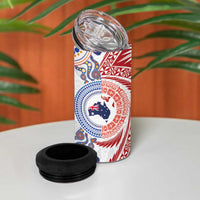 Tongan and Australian Culture Together 4 in 1 Can Cooler Tumbler Ngatu Art Tribal Aboriginal Tattoo Pattern - Polynesian Pride