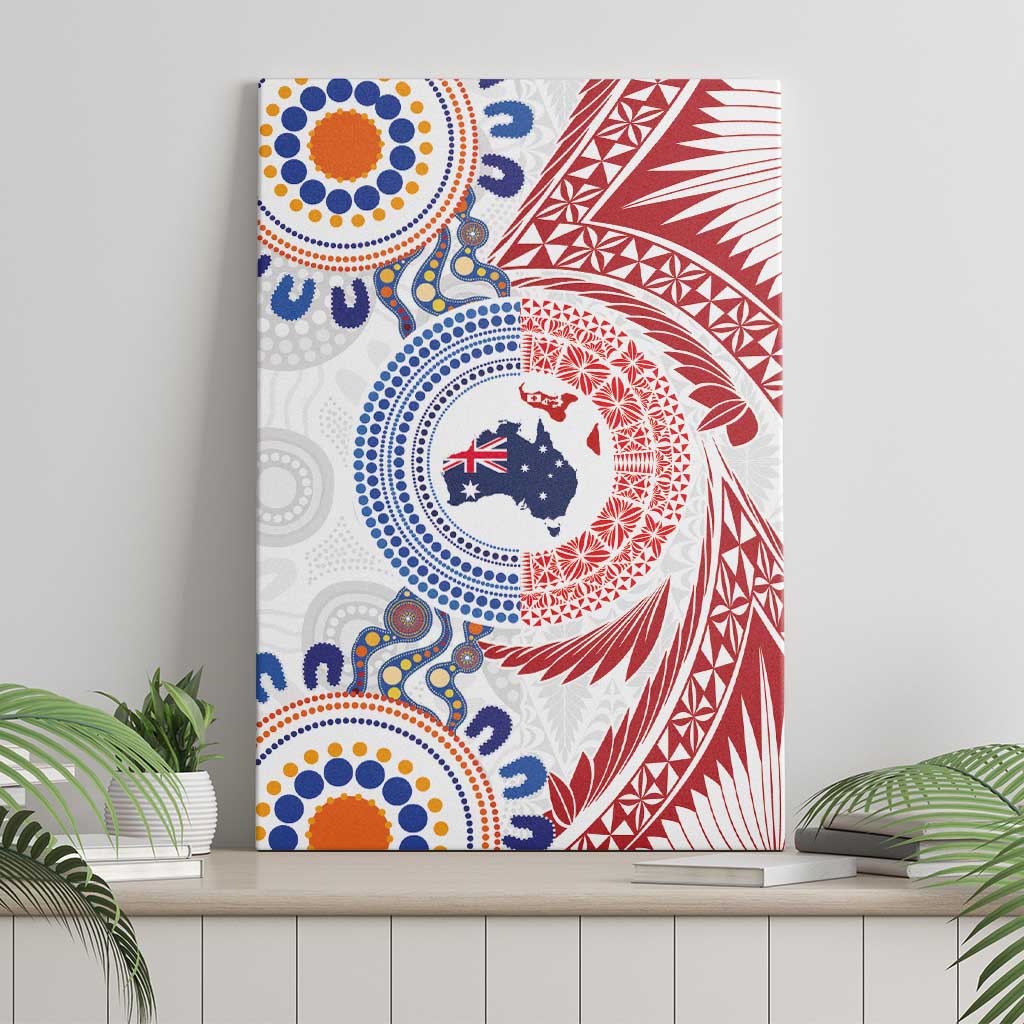 Tongan and Australian Culture Together Canvas Wall Art Ngatu Art Tribal Aboriginal Tattoo Pattern LT03 - Polynesian Pride