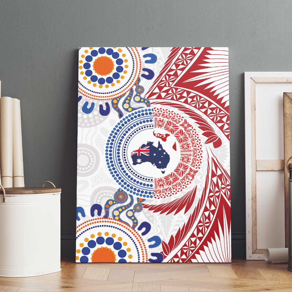Tongan and Australian Culture Together Canvas Wall Art Ngatu Art Tribal Aboriginal Tattoo Pattern LT03 - Polynesian Pride
