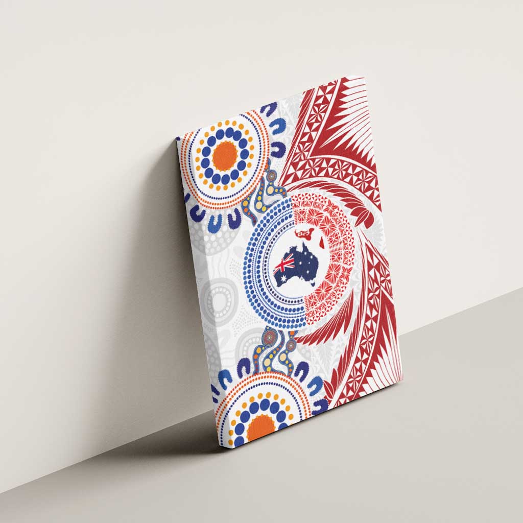 Tongan and Australian Culture Together Canvas Wall Art Ngatu Art Tribal Aboriginal Tattoo Pattern LT03 - Polynesian Pride