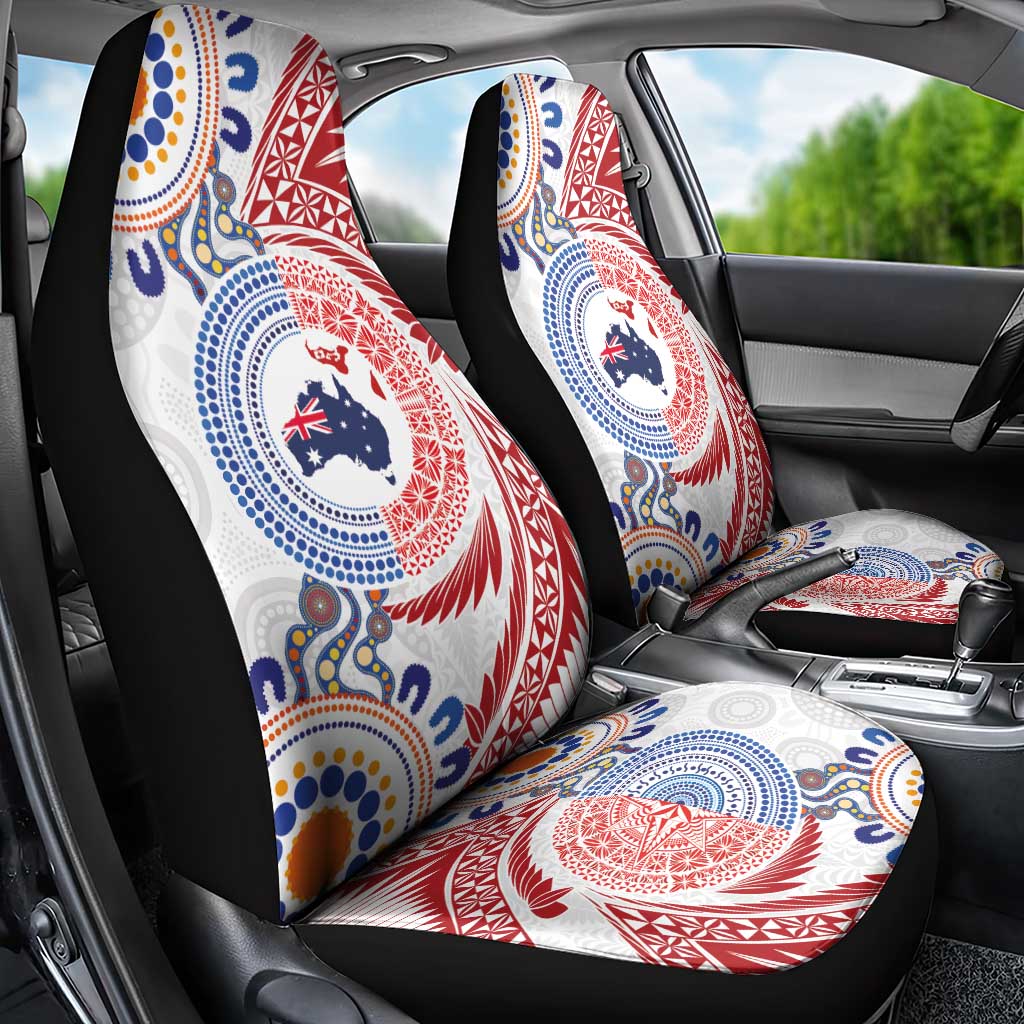 Tongan and Australian Culture Together Car Seat Cover Ngatu Art Tribal Aboriginal Tattoo Pattern - Polynesian Pride
