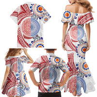 Tongan and Australian Culture Together Family Matching Mermaid Dress and Hawaiian Shirt Ngatu Art Tribal Aboriginal Tattoo Pattern - Polynesian Pride
