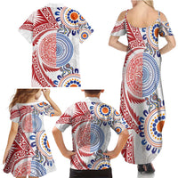 Tongan and Australian Culture Together Family Matching Summer Maxi Dress and Hawaiian Shirt Ngatu Art Tribal Aboriginal Tattoo Pattern - Polynesian Pride