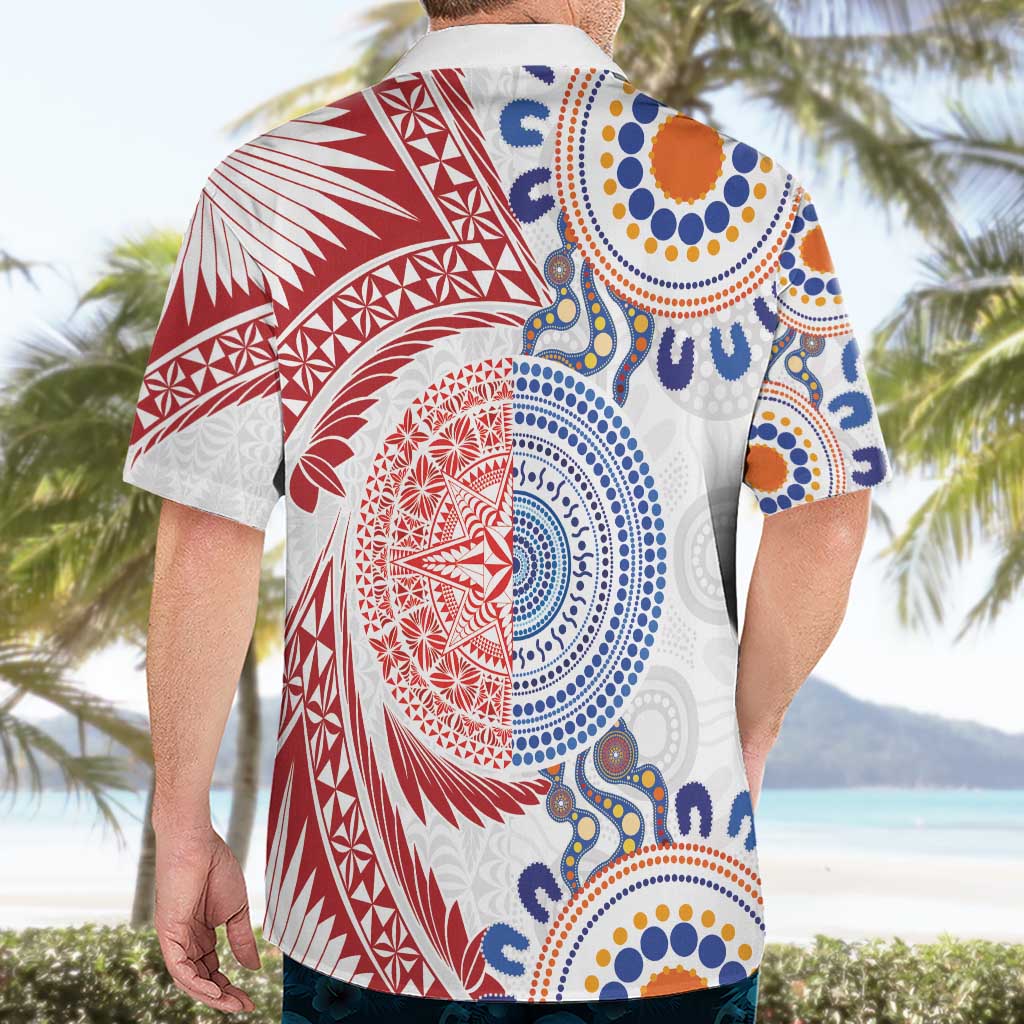Tongan and Australian Culture Together Hawaiian Shirt Ngatu Art Tribal Aboriginal Tattoo Pattern - Polynesian Pride
