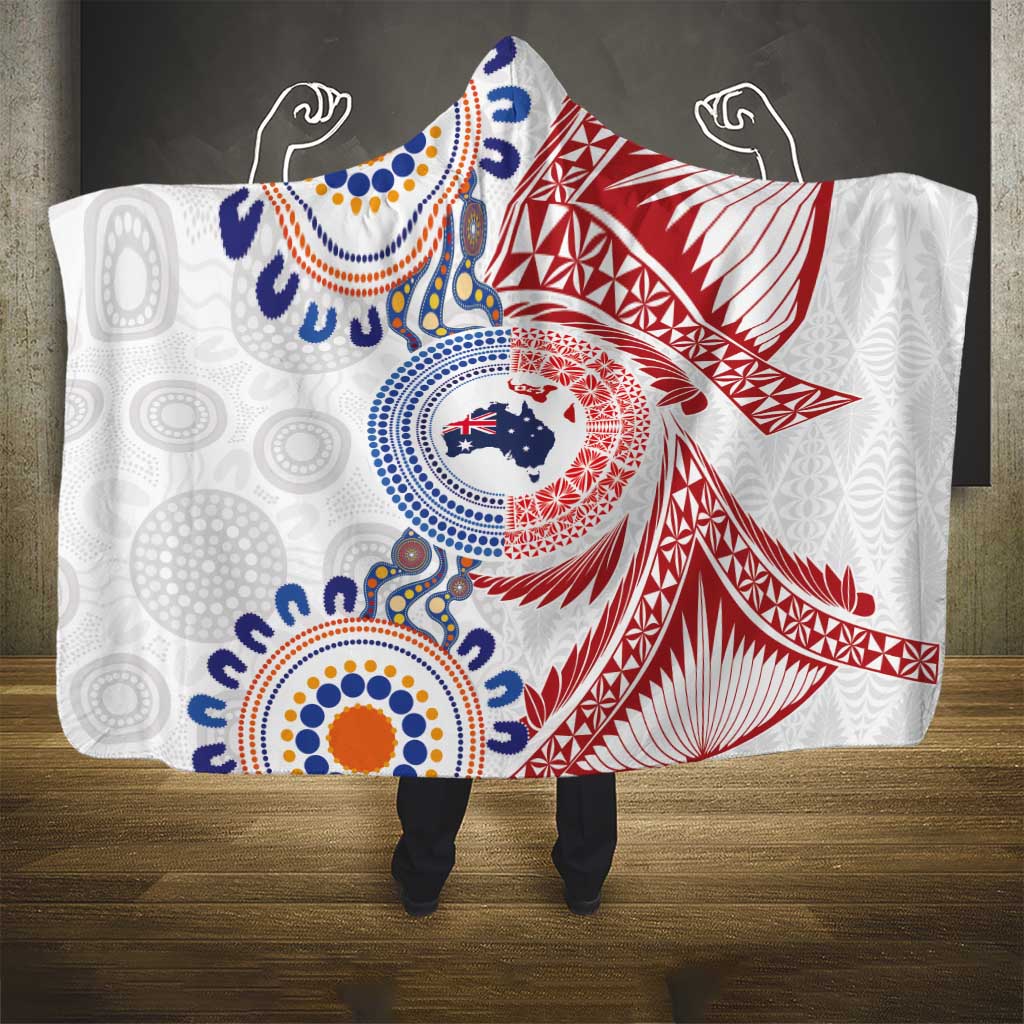 Tongan and Australian Culture Together Hooded Blanket Ngatu Art Tribal Aboriginal Tattoo Pattern LT03 - Polynesian Pride