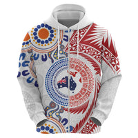 Tongan and Australian Culture Together Hoodie Ngatu Art Tribal Aboriginal Tattoo Pattern - Polynesian Pride