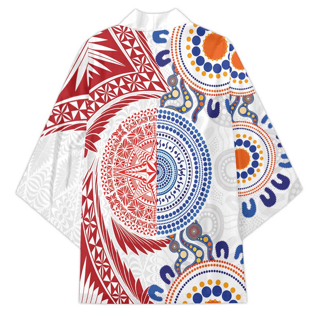 Tongan and Australian Culture Together Kimono Ngatu Art Tribal Aboriginal Tattoo Pattern - Polynesian Pride