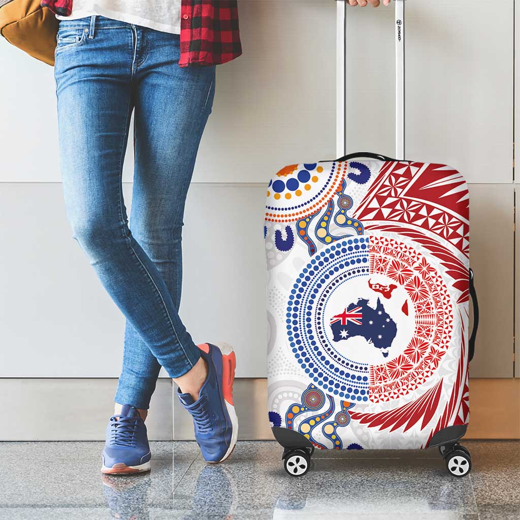 Tongan and Australian Culture Together Luggage Cover Ngatu Art Tribal Aboriginal Tattoo Pattern LT03 - Polynesian Pride