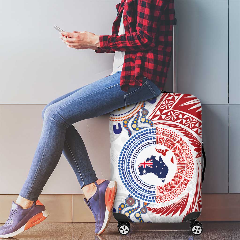 Tongan and Australian Culture Together Luggage Cover Ngatu Art Tribal Aboriginal Tattoo Pattern LT03 - Polynesian Pride