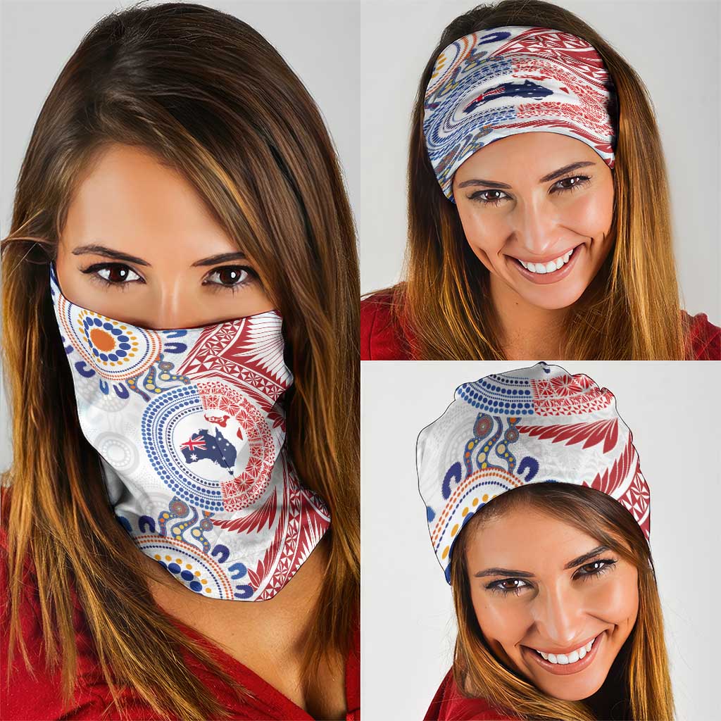 Tongan and Australian Culture Together Neck Gaiter Ngatu Art Tribal Aboriginal Tattoo Pattern LT03 - Polynesian Pride