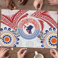 Tongan and Australian Culture Together Puzzle Ngatu Art Tribal Aboriginal Tattoo Pattern - Polynesian Pride