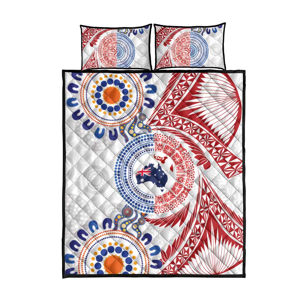Tongan and Australian Culture Together Quilt Bed Set Ngatu Art Tribal Aboriginal Tattoo Pattern LT03 - Polynesian Pride