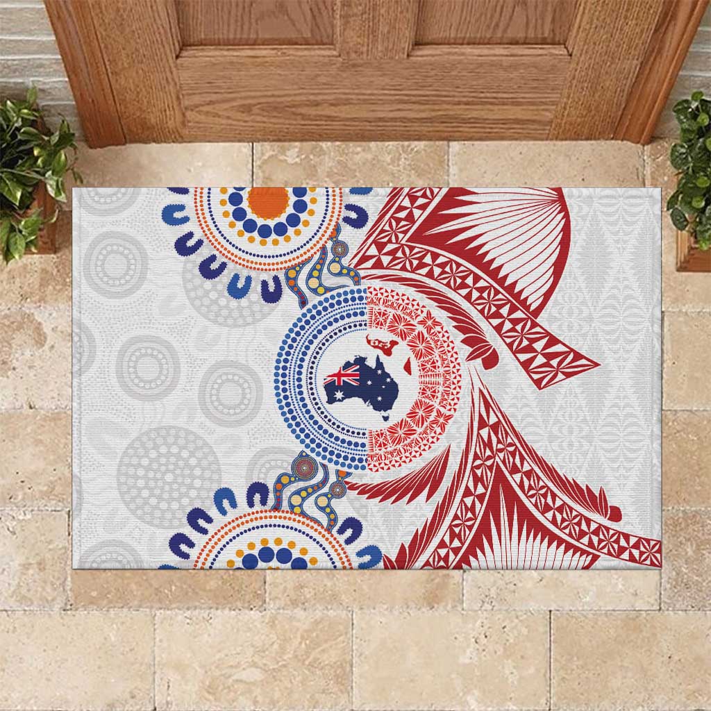 Tongan and Australian Culture Together Rubber Doormat Ngatu Art Tribal Aboriginal Tattoo Pattern - Polynesian Pride