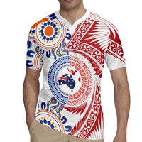 Tongan and Australian Culture Together Rugby Jersey Ngatu Art Tribal Aboriginal Tattoo Pattern - Polynesian Pride