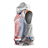 Tongan and Australian Culture Together Sleeveless Hoodie Ngatu Art Tribal Aboriginal Tattoo Pattern - Polynesian Pride