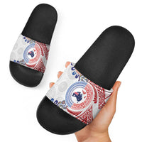 Tongan and Australian Culture Together Slide Sandals Ngatu Art Tribal Aboriginal Tattoo Pattern LT03 - Polynesian Pride