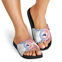 Tongan and Australian Culture Together Slide Sandals Ngatu Art Tribal Aboriginal Tattoo Pattern LT03 - Polynesian Pride