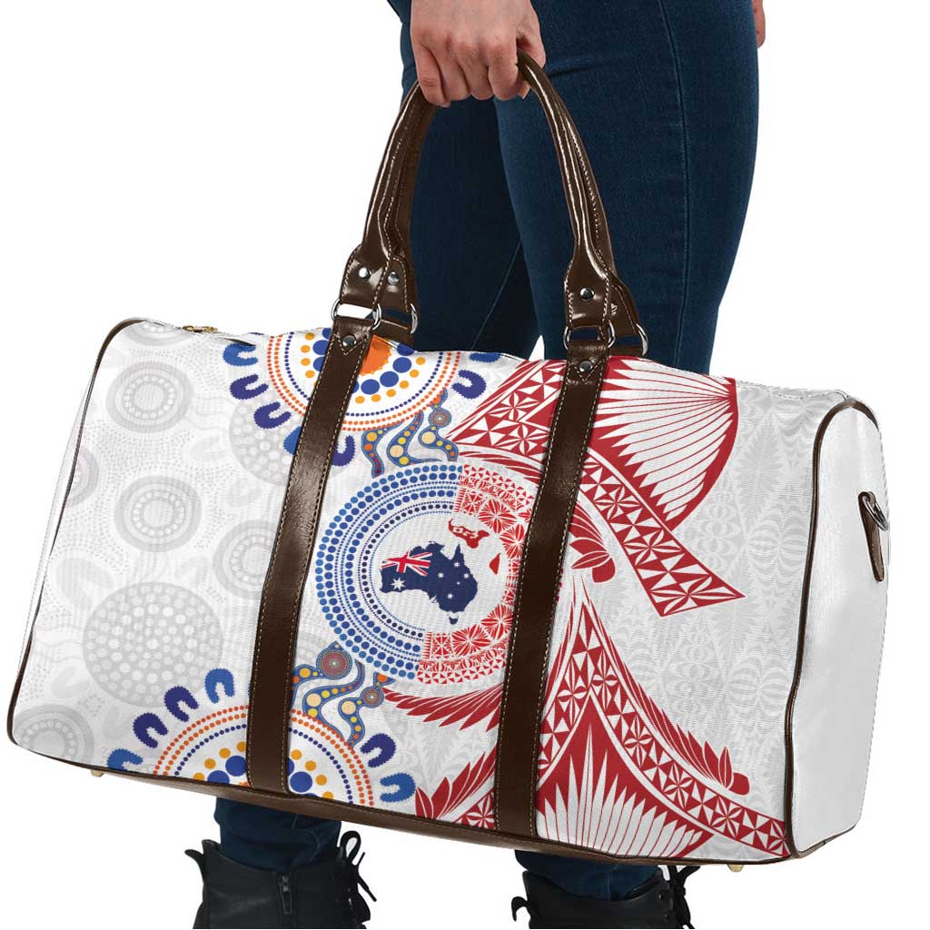 Tongan and Australian Culture Together Travel Bag Ngatu Art Tribal Aboriginal Tattoo Pattern - Polynesian Pride