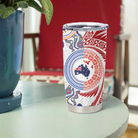 Tongan and Australian Culture Together Tumbler Cup Ngatu Art Tribal Aboriginal Tattoo Pattern - Polynesian Pride