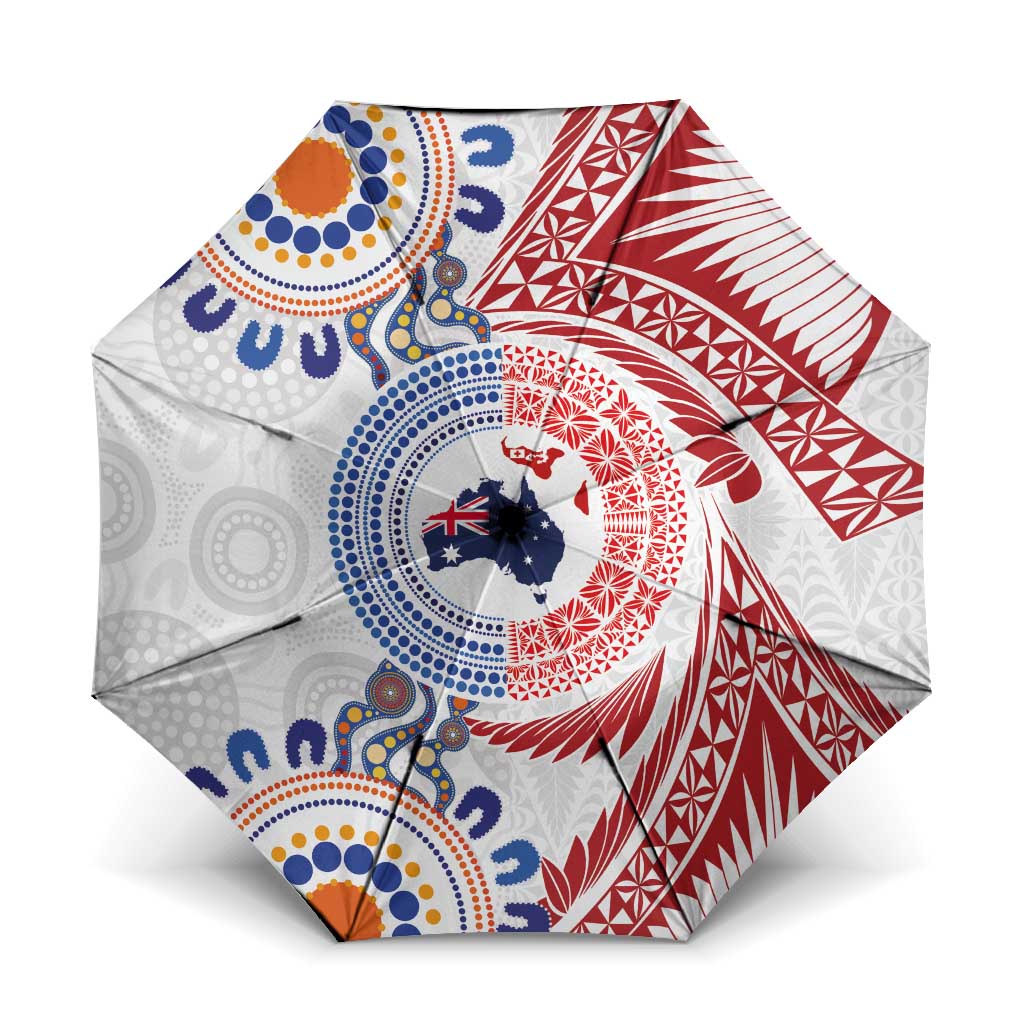 Tongan and Australian Culture Together Umbrella Ngatu Art Tribal Aboriginal Tattoo Pattern - Polynesian Pride