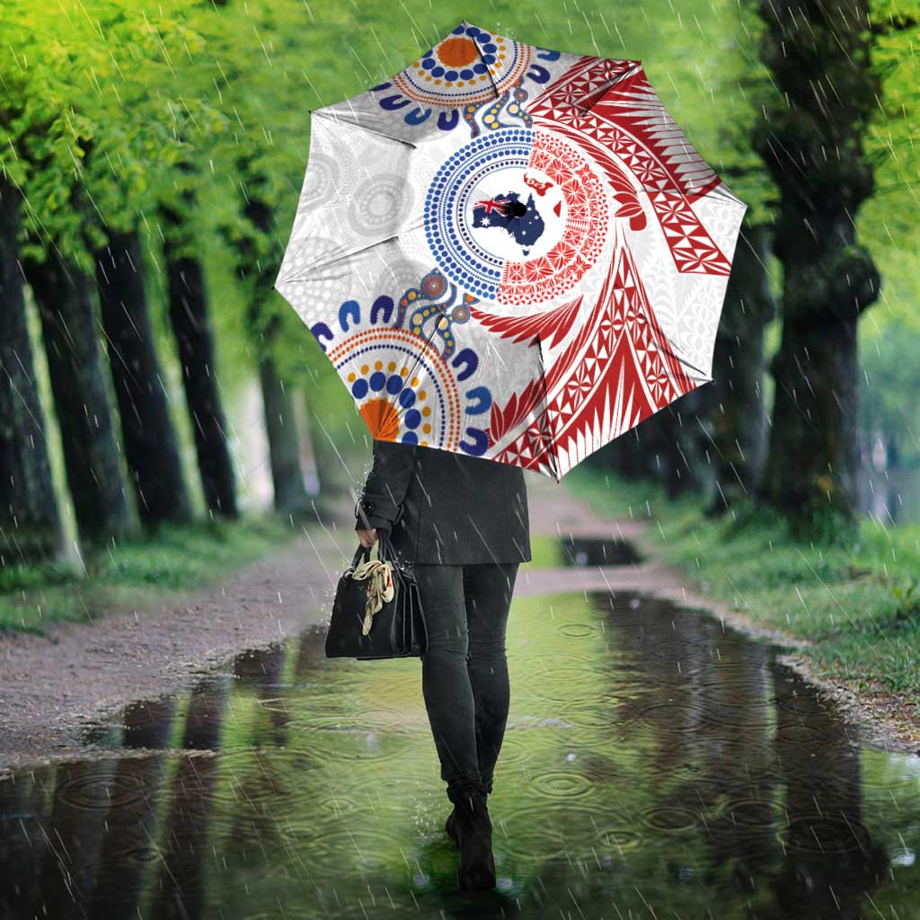 Tongan and Australian Culture Together Umbrella Ngatu Art Tribal Aboriginal Tattoo Pattern - Polynesian Pride