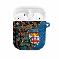 Fijian and Australian Culture Together AirPods Case Aboriginal Art and Tapa Motifs with Kangaroo and Palm Tree - Polynesian Pride