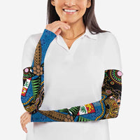 Fijian and Australian Culture Together Arm Sleeves Aboriginal Art and Tapa Motifs with Kangaroo and Palm Tree LT03 - Polynesian Pride