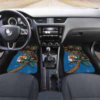 Fijian and Australian Culture Together Car Mats Aboriginal Art and Tapa Motifs with Kangaroo and Palm Tree - Polynesian Pride