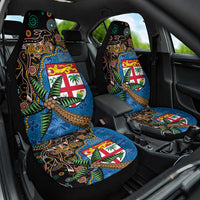 Fijian and Australian Culture Together Car Seat Cover Aboriginal Art and Tapa Motifs with Kangaroo and Palm Tree - Polynesian Pride