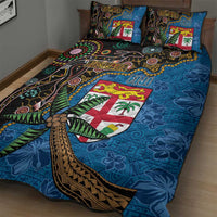 Fijian and Australian Culture Together Quilt Bed Set Aboriginal Art and Tapa Motifs with Kangaroo and Palm Tree - Polynesian Pride