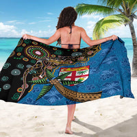 Fijian and Australian Culture Together Sarong Aboriginal Art and Tapa Motifs with Kangaroo and Palm Tree LT03 - Polynesian Pride