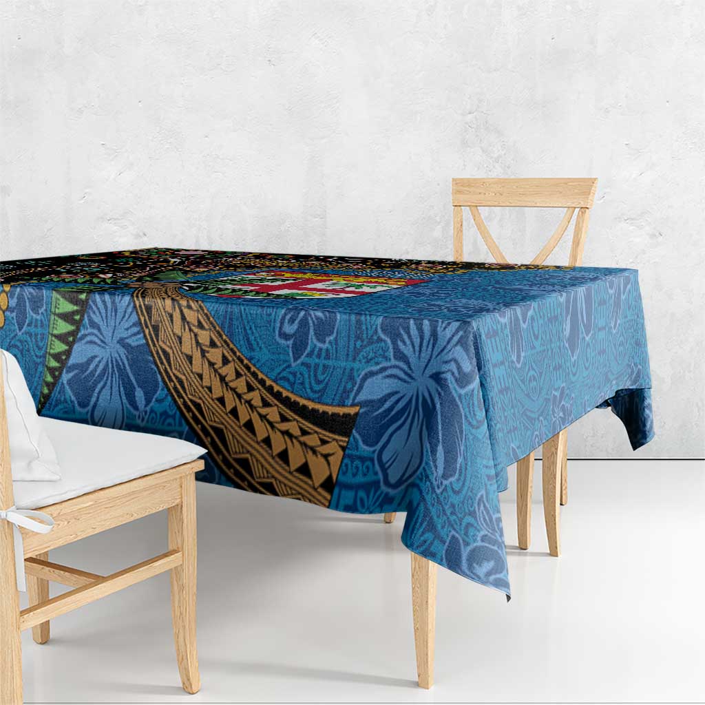 Fijian and Australian Culture Together Tablecloth Aboriginal Art and Tapa Motifs with Kangaroo and Palm Tree LT03 - Polynesian Pride