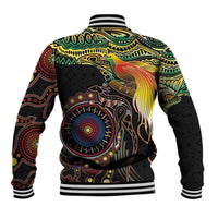 Papua New Guinea and Australia Together Baseball Jacket Bird of Paradise and Kangaroo Melanesian Aboriginal Motifs LT03 - Polynesian Pride