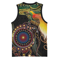 Papua New Guinea and Australia Together Basketball Jersey Bird of Paradise and Kangaroo Melanesian Aboriginal Motifs LT03 - Polynesian Pride