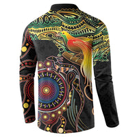 Papua New Guinea and Australia Together Button Sweatshirt Bird of Paradise and Kangaroo Melanesian Aboriginal Motifs LT03 - Polynesian Pride